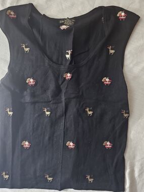 Erin Matthews Black Embroidered Holiday Sleeveless Top